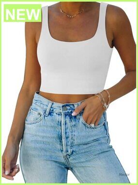 Square Neck Seamless Sleeveless Cropped Tank Yoga Crop Basic Top